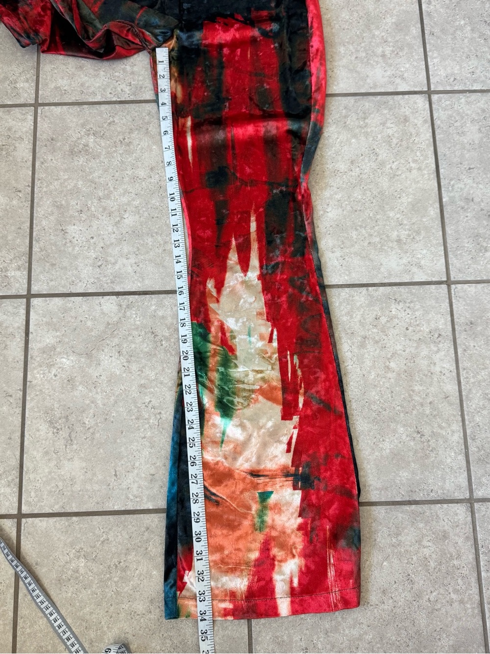 Rendoll Santana Velvet Trousers Abstract Red & Black Flare Pants US 6 Excellent - Picture 10 of 15
